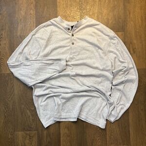 Vintage Y2K Basic Editions Cotton Blend Beige Henley Longsleeve T Shirt